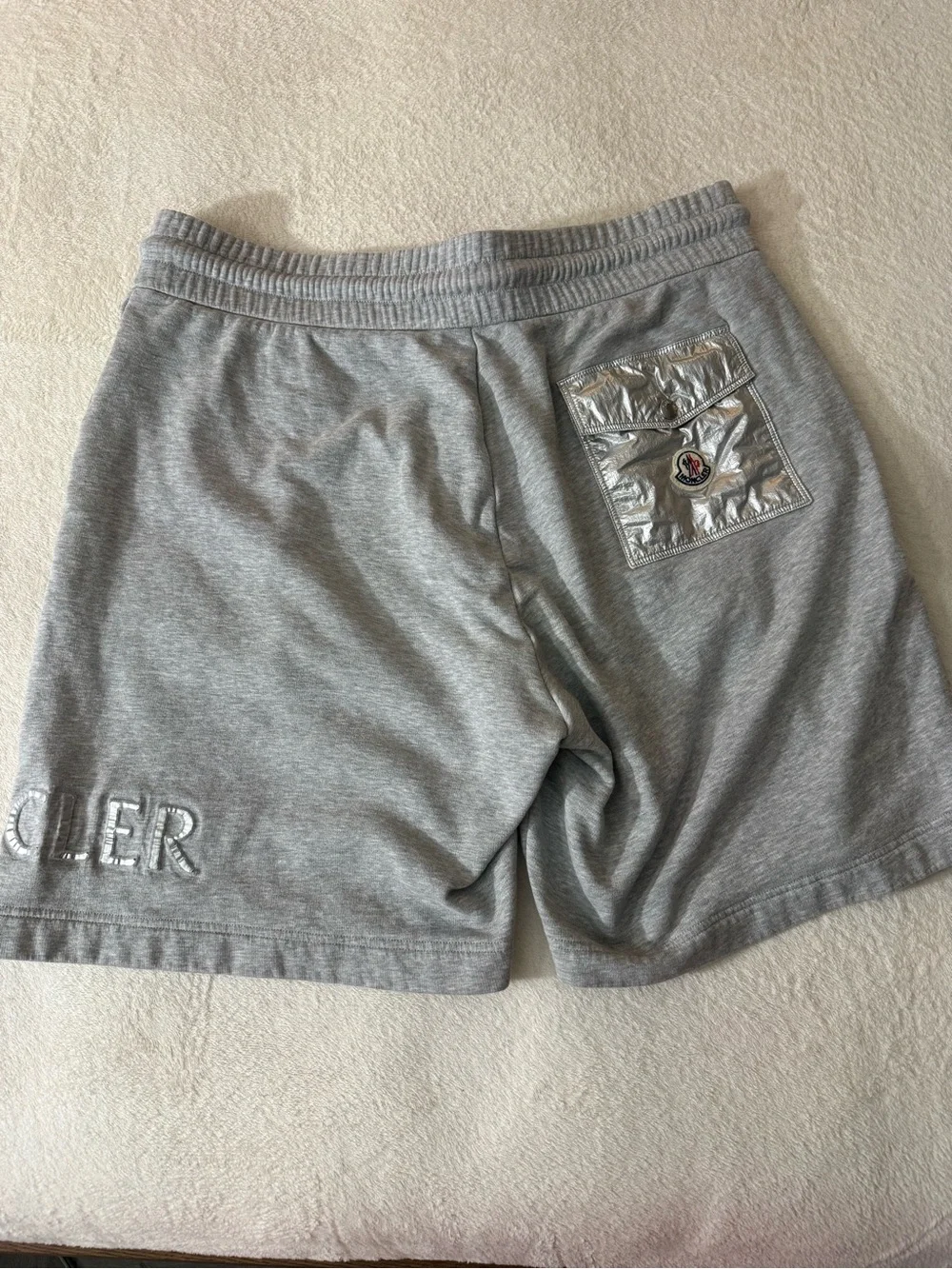 Moncler Gray Athletic Drawstring Knit Shorts